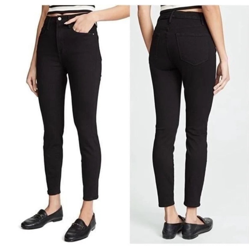FRAME Ali High Rise Cigarette Jeans in Noir size 29  black